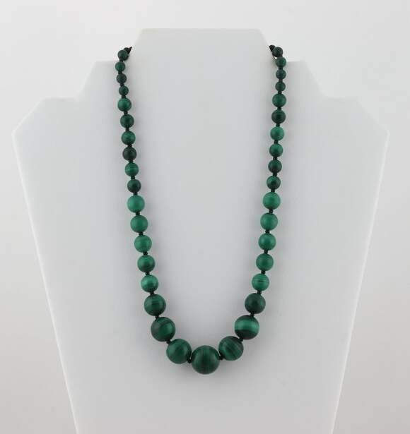 Unbranded Jewelry - Sterling Silver Malchite & Onyx Bead Necklace 19 inch chain Designer Lee Sands